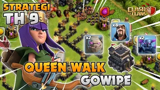 Queen Walk GoWiPe TH 9 emangnya bisa banh? - Strategi TH 9 | COC Indonesia