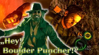 Heisenberg says "Boulder Puncher" to Chris - RE5 Reference/Meme - Resident Evil Village