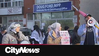 Rally held to reverse controversial keffiyeh ban at Queens Park