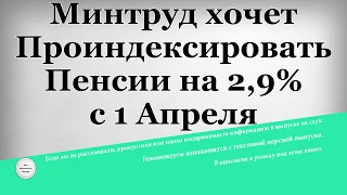 Минтруд хочет проиндексировать пенсии на 2,9% с 1 Апреля