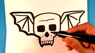 How to Draw a Skull with Wings - Halloween Drawings