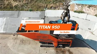 TITAN 950 - shredding of car bodies (Mercedes Smart, Skoda Octavia, Porsche Cayenne)