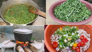 African  Village Cooking// MOUTH WATERING VEGETABLES SAUCE #villagecooking #cookwithme #viralvideo