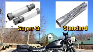 Sound comparisson between a superQ baffles and a standard baffles for Vance & Hines Short Shots.