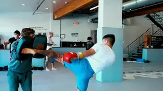 Urijah Faber and Song Yadong (China) Warm up before sparring!