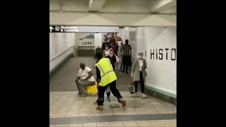 Local NYC BUM Turns A Bucket Into Personal Toilet In Train Station