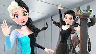 Elsa Frozen  - Toothless Transformation!( How To Train Your Dragon)