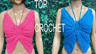 HOW TO KNIT BUTTERFLY TOP TO CROCHET🧶 👚