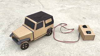 How to make RC jeep car with cardboard,cardboard wheels and non switch remote control.