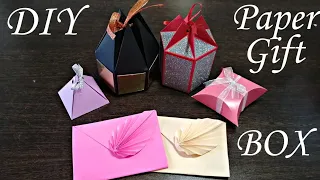 DIY 5 Ideas Paper Gift Box / ПОДАРОЧНЫЕ КОРОБОЧКИ И КОНВЕРТ СВОИМИ РУКАМИ