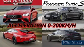 PORSCHE PANAMERA TURBO S 630PS VS MERCEDES AMG GT 63 S E PERFORMANCE 843PS ACCELERATION 0-200KM/H