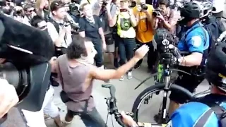 Police use bikes to separate protesters at Republican National Convention in Cleveland