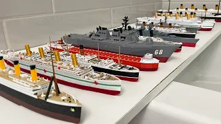 Review of All SHips Lined Up [ Titanic, Britannic, Edmund Fitzgerald ] | Titanic Model Sinking