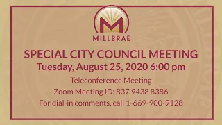 Special City Council Meeting - August 25, 2020