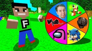 Minecraft PE : DO NOT SPIN THE MYSTERY WHEEL! (DanTDM, Siren Head, Baby unspeakable & Among Us)