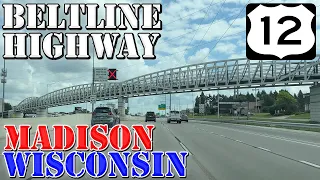 US 12 East  - Beltline Highway - Madison - Wisconsin - 4K Highway Drive