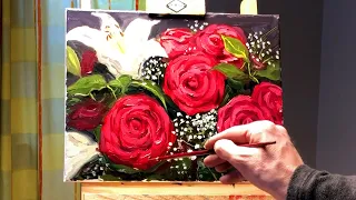 How to paint flowers quickly and loosely - oil painting demo by Aleksey Vaynshteyn