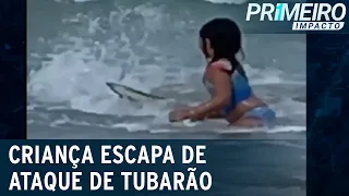 Sem querer, mãe grava momento em que tubarão circula filha para atacá-la |Primeiro Impacto(06/05/21)