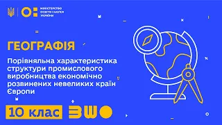 10 клас. Географія. Порівняльна характеристика структури промислового виробн. невеликих країн Європи