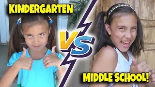 KINDERGARTEN VS. MIDDLE SCHOOL!!! First Day of School Morning Routine!