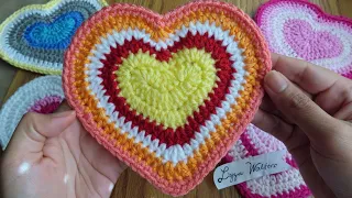 Crochet Big Multicolored Heart Applique Part 1