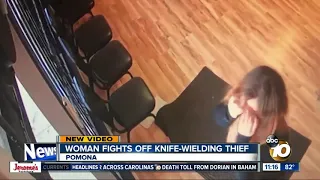 Woman fights off knife-wielding thief in Pomona