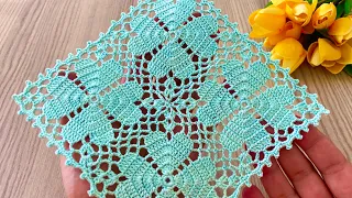 Very Stylish and Beautiful Crochet Pattern❗️How to Make a Square Motif Model with Heart Detail
