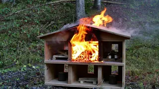 Large dollhouse burning down