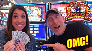 Boom! 👊 Gambling on Ultimate X Bonus Streak Video Poker in Vegas #highlimit #tripledouble #vegas