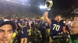 Notre Dame Alma Mater and Fight Song following victory over USC