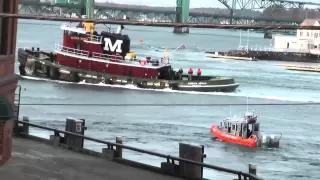 Miss Stacy tugboat in trouble fights from getting sucked under bridge