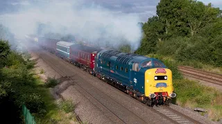 55009 Alycidon hauls the Capital Deltic Reprise - See the Deltic ROAR and CLAG away from Willington