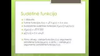 "Matematika lengviau" Funkcijų sandaugos ir dalmens išvestinės. Sudėtinė funkcija, jos išvestinė