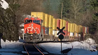 Directional Running Train Meet In The Canyon! Sharp Railroad Curves, Mountains, and Big Coal Trains