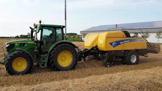 Stro persen | Pressing straw | Stroh pressen | John Deere | New Holland | Graanoogst 2023