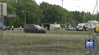 Exit 5 on-ramps on Mass Pike in Chicopee partially opened after tractor-trailer flipped