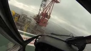 Helicopter Landing on Offshore Oil Platform