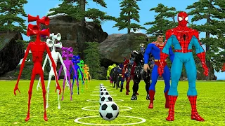 Game 10 Superheroes vs Spider Man roblox vs Batman,Iron Man vs 100 meter free kick skill challenge