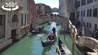 Beautiful Venice! Gondola rides, canals of Venice, 360 video