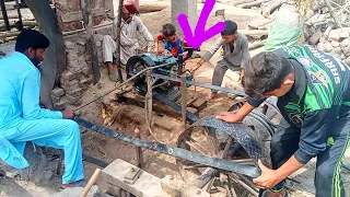 Amazing Start up diesel engine work on wood cutter machine || start up diesel engine || fuel engines