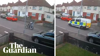 CCTV shows people on e-bike followed by police van one minute before fatal crash in Cardiff