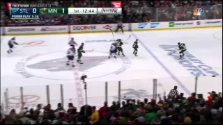 Zach Parise sharp angle snapshot SHG 1-0 St. Louis Blues vs Minnesota Wild April 26 2015 NHL