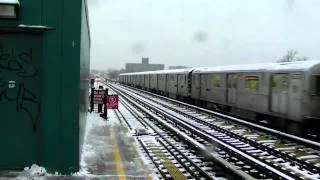 IRT Manhattan and Bronx Bound R142A (6) Local and Express Trains at St. Lawrence Avenue in Snow!