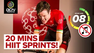 Short 20 Minute Sprint Blitz! Indoor Cycling HIIT Workout No Music 🔇