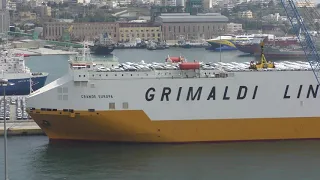 Grande Europa of Grimaldi Lines in the Port of Piraeus, Greece