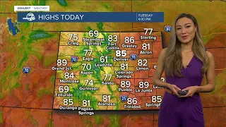 A weak cold front crosses Colorado early Tuesday