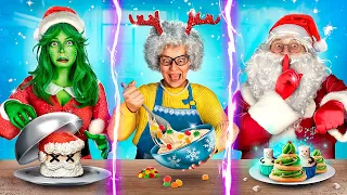 Concours De Nourriture: Grand-mère VS Le Grinch Vs Le Père Noël!
