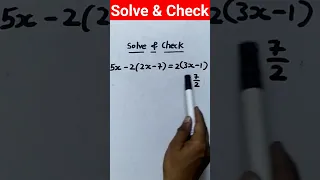 Solve 5x-2(2x-7)=2(3x-1)+7/2 #solve #maths #shorts #ytshorts