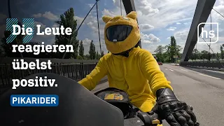 Selbst die Polizei mag ihn: Anonymer Pikachu-Biker "Pikarider" | hessenschau