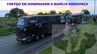 Homenagem a Marília Mendonça   Cortejo de ônibus de artistas sertanejos ao corpo de Marília Mendonça